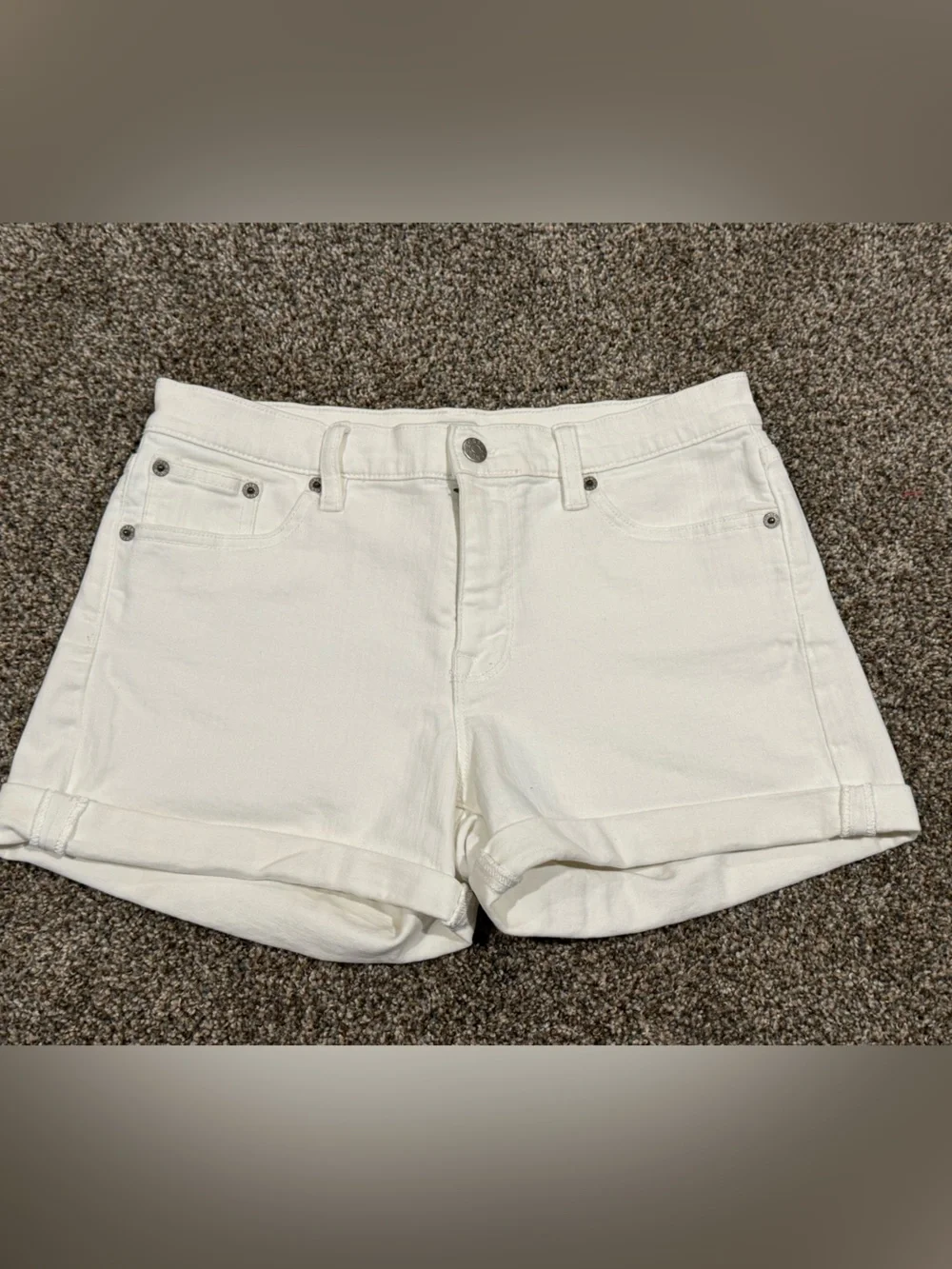 J.Crew Classic Jean off White Women's Stretch Denim Cutoff Rolled Shorts size 27